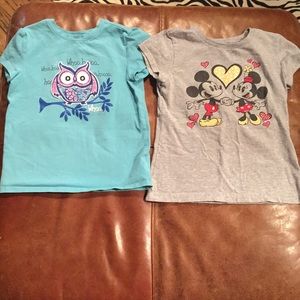 Girls short sleeve shirts Mickey & Minnie also Owl